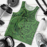 Hawaiian Whales Polynesian Art Motifs Men Tank Top Green Color - Polynesian Pride