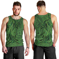 Hawaiian Whales Polynesian Art Motifs Men Tank Top Green Color - Polynesian Pride