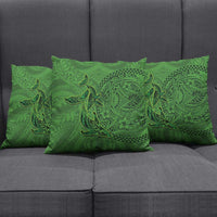 Hawaiian Whales Polynesian Art Motifs Pillow Cover Green Color - Polynesian Pride
