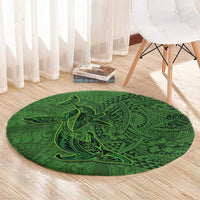 Hawaiian Whales Polynesian Art Motifs Round Carpet Green Color - Polynesian Pride