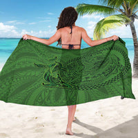 Hawaiian Whales Polynesian Art Motifs Sarong Green Color - Polynesian Pride