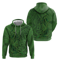 Hawaiian Whales Polynesian Art Motifs Zip Hoodie Green Color - Polynesian Pride