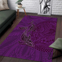 Hawaiian Whales Polynesian Art Motifs Area Rug Purple Color - Polynesian Pride