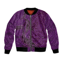 Hawaiian Whales Polynesian Art Motifs Bomber Jacket Purple Color - Polynesian Pride