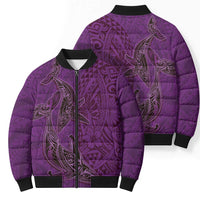 Hawaiian Whales Polynesian Art Motifs Bomber Puffer Jacket Purple Color - Polynesian Pride