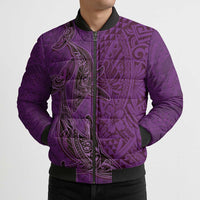 Hawaiian Whales Polynesian Art Motifs Bomber Puffer Jacket Purple Color - Polynesian Pride