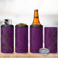 Hawaiian Whales Polynesian Art Motifs 4 in 1 Can Cooler Tumbler Purple Color - Polynesian Pride