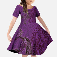 Hawaiian Whales Polynesian Art Motifs Family Matching Mermaid Dress and Hawaiian Shirt Purple Color - Polynesian Pride