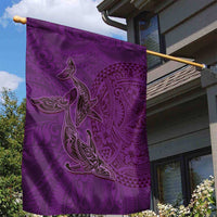 Hawaiian Whales Polynesian Art Motifs Garden Flag Purple Color - Polynesian Pride