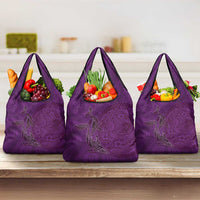 Hawaiian Whales Polynesian Art Motifs Grocery Bag Purple Color - Polynesian Pride
