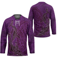 Hawaiian Whales Polynesian Art Motifs Hockey Jersey Purple Color LT03 - Polynesian Pride