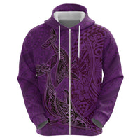 Hawaiian Whales Polynesian Art Motifs Hoodie Purple Color - Polynesian Pride