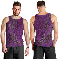 Hawaiian Whales Polynesian Art Motifs Men Tank Top Purple Color - Polynesian Pride