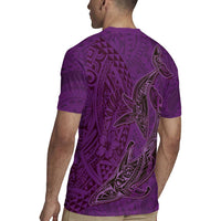 Hawaiian Whales Polynesian Art Motifs Rugby Jersey Purple Color - Polynesian Pride