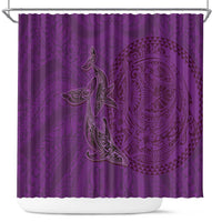 Hawaiian Whales Polynesian Art Motifs Shower Curtain Purple Color - Polynesian Pride