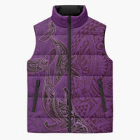 Hawaiian Whales Polynesian Art Motifs Sleeveless Puffer Jacket Purple Color - Polynesian Pride