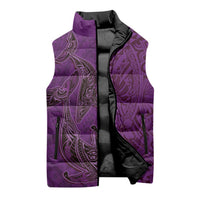 Hawaiian Whales Polynesian Art Motifs Sleeveless Puffer Jacket Purple Color - Polynesian Pride