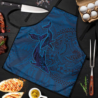 Hawaiian Whales Polynesian Art Motifs Apron Blue Color - Polynesian Pride