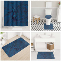 Hawaiian Whales Polynesian Art Motifs Bathroom Set Blue Color - Polynesian Pride