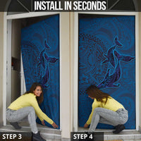 Hawaiian Whales Polynesian Art Motifs Door Cover Blue Color - Polynesian Pride