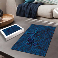 Hawaiian Whales Polynesian Art Motifs Puzzle Blue Color - Polynesian Pride