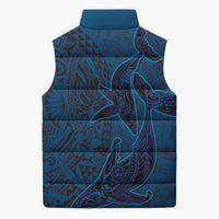 Hawaiian Whales Polynesian Art Motifs Sleeveless Puffer Jacket Blue Color - Polynesian Pride