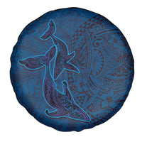 Hawaiian Whales Polynesian Art Motifs Spare Tire Cover Blue Color - Polynesian Pride