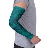 Hawaiian Whales Polynesian Art Motifs Arm Sleeves Turquoise Color - Polynesian Pride