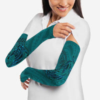 Hawaiian Whales Polynesian Art Motifs Arm Sleeves Turquoise Color - Polynesian Pride