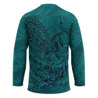 Hawaiian Whales Polynesian Art Motifs Hockey Jersey Turquoise Color LT03 - Polynesian Pride