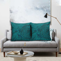 Hawaiian Whales Polynesian Art Motifs Pillow Cover Turquoise Color - Polynesian Pride