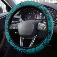 Hawaiian Whales Polynesian Art Motifs Steering Wheel Cover Turquoise Color - Polynesian Pride