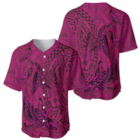 Hawaiian Whales Polynesian Art Motifs Baseball Jersey Pink Color - Polynesian Pride