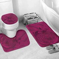Hawaiian Whales Polynesian Art Motifs Bathroom Set Pink Color - Polynesian Pride