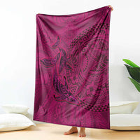Hawaiian Whales Polynesian Art Motifs Blanket Pink Color - Polynesian Pride