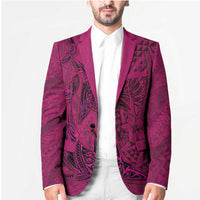 Hawaiian Whales Polynesian Art Motifs Blazer Pink Color - Polynesian Pride
