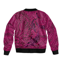 Hawaiian Whales Polynesian Art Motifs Bomber Jacket Pink Color - Polynesian Pride