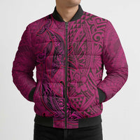 Hawaiian Whales Polynesian Art Motifs Bomber Puffer Jacket Pink Color - Polynesian Pride