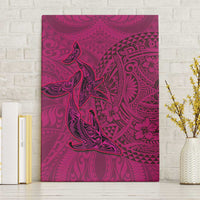 Hawaiian Whales Polynesian Art Motifs Canvas Wall Art Pink Color - Polynesian Pride