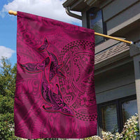 Hawaiian Whales Polynesian Art Motifs Garden Flag Pink Color - Polynesian Pride
