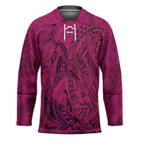 Hawaiian Whales Polynesian Art Motifs Hockey Jersey Pink Color LT03 Unisex Pink - Polynesian Pride