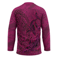 Hawaiian Whales Polynesian Art Motifs Hockey Jersey Pink Color LT03 - Polynesian Pride