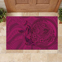 Hawaiian Whales Polynesian Art Motifs Rubber Doormat Pink Color - Polynesian Pride