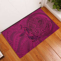 Hawaiian Whales Polynesian Art Motifs Rubber Doormat Pink Color - Polynesian Pride