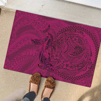Hawaiian Whales Polynesian Art Motifs Rubber Doormat Pink Color - Polynesian Pride