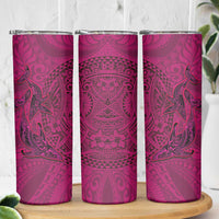 Hawaiian Whales Polynesian Art Motifs Skinny Tumbler Pink Color - Polynesian Pride
