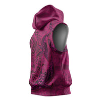 Hawaiian Whales Polynesian Art Motifs Sleeveless Hoodie Pink Color - Polynesian Pride