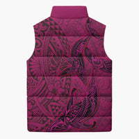 Hawaiian Whales Polynesian Art Motifs Sleeveless Puffer Jacket Pink Color - Polynesian Pride