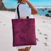 Hawaiian Whales Polynesian Art Motifs Tote Bag Pink Color - Polynesian Pride