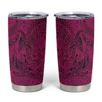 Hawaiian Whales Polynesian Art Motifs Tumbler Cup Pink Color - Polynesian Pride